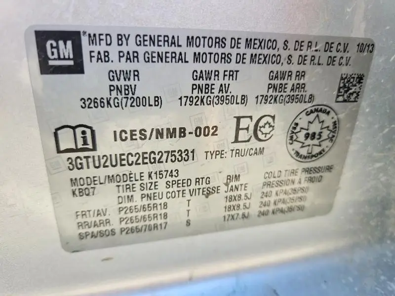2014 GMC SIERRA K1500 SLE  