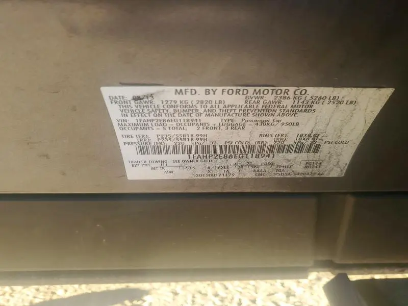 2014 FORD TAURUS SEL  