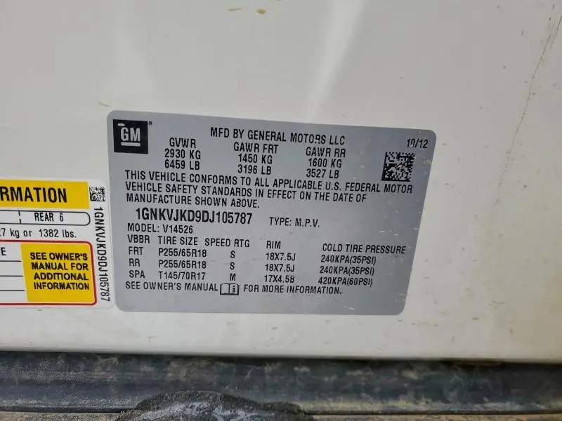 2013 CHEVROLET TRAVERSE LT  