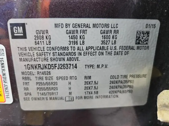 2015 CHEVROLET TRAVERSE LTZ  