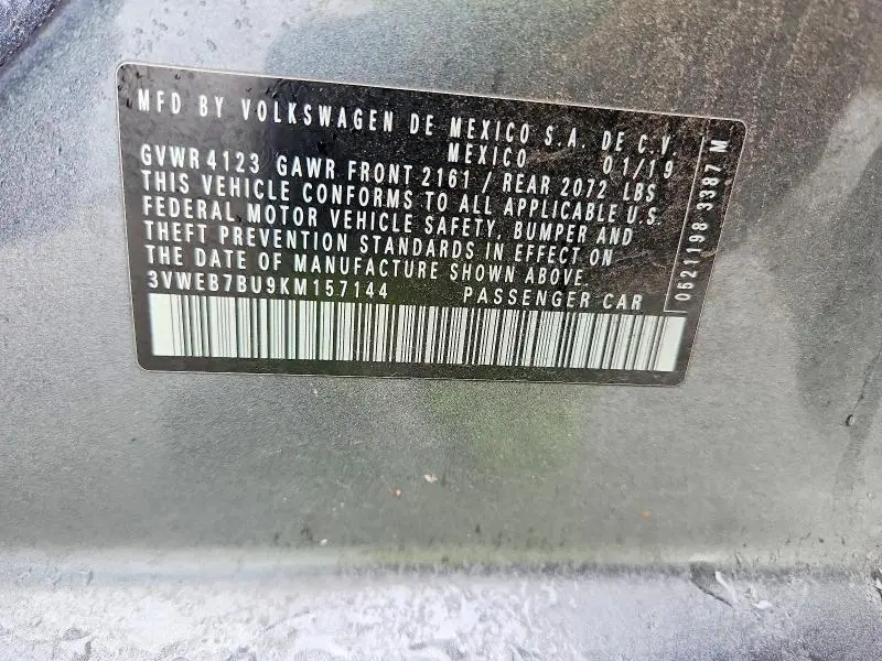 2019 VOLKSWAGEN JETTA SEL  