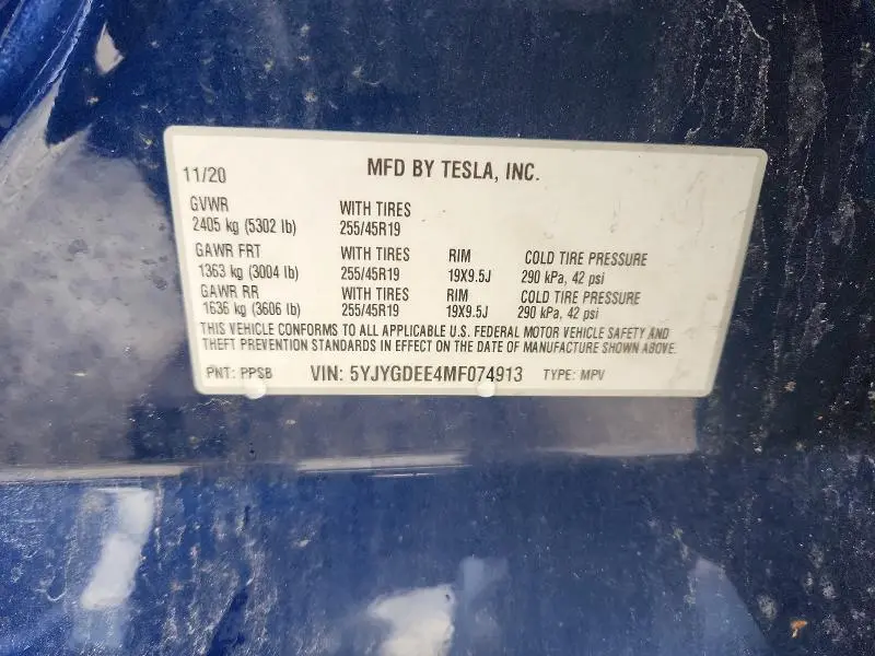 2021 TESLA MODEL Y   