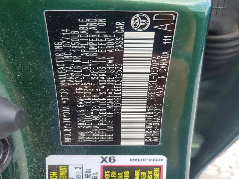 2014 TOYOTA COROLLA LE ECO  
