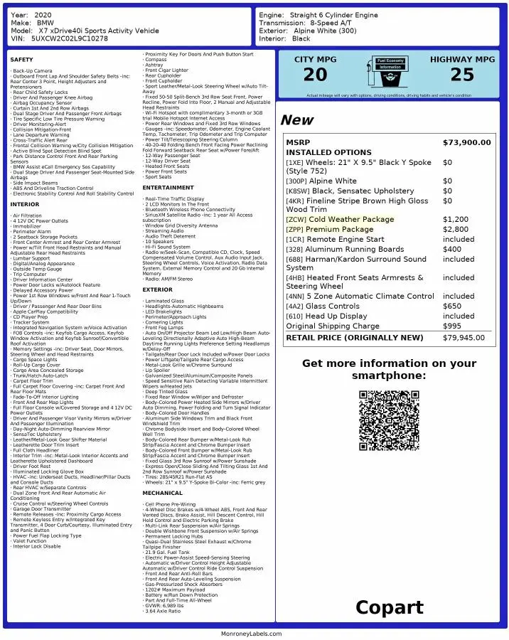2020 BMW X7 XDRIVE40I  