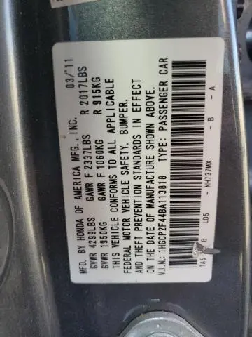 2011 HONDA ACCORD LXP