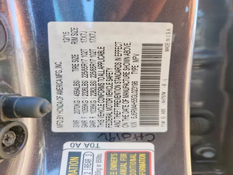 2016 HONDA CR-V EX  