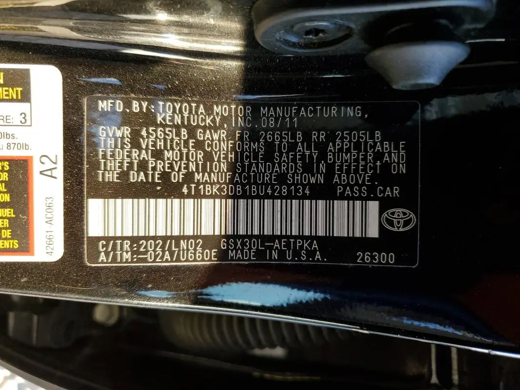 2011 TOYOTA AVALON BASE  