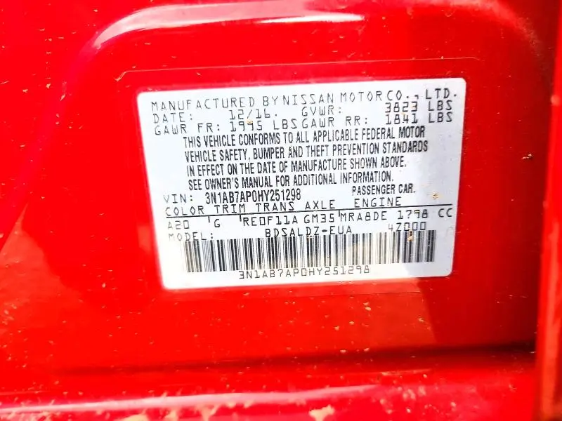 2017 NISSAN SENTRA SV  