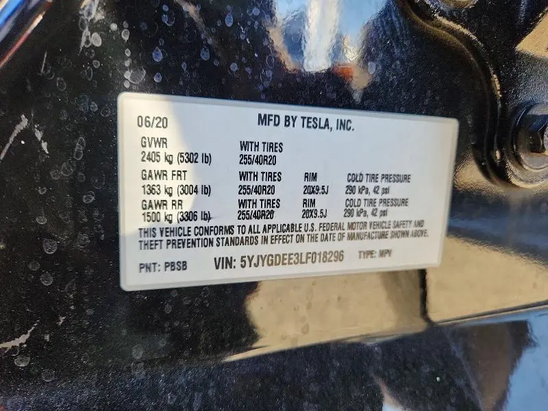 2020 TESLA MODEL Y   