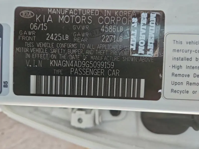 2016 KIA OPTIMA HYBRID  