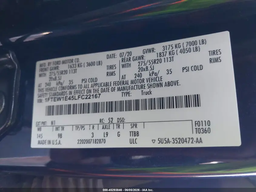 2020 FORD F-150 PLATINUM