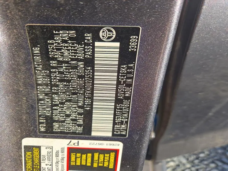 2013 TOYOTA CAMRY SE  