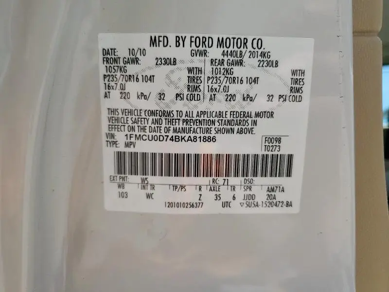 2011 FORD ESCAPE XLT  