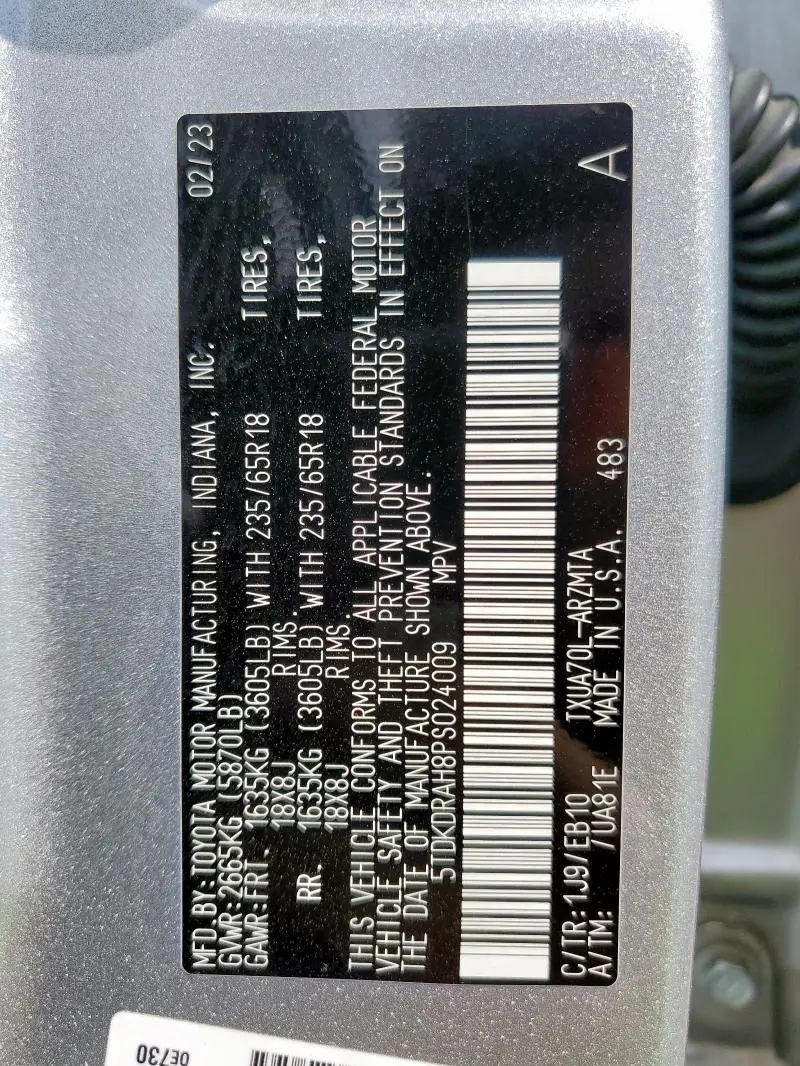 2023 TOYOTA HIGHLANDER L