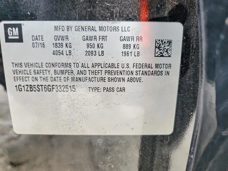 2016 CHEVROLET MALIBU LS  