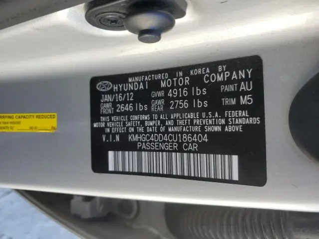 2012 HYUNDAI GENESIS 3.8L  