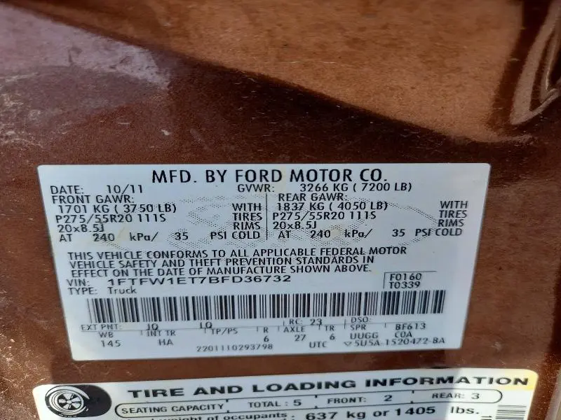 2011 FORD F150 SUPERCREW  