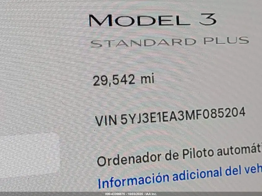 2021 TESLA MODEL 3 STANDARD RANGE PLUS REAR-WHEEL DRIVE