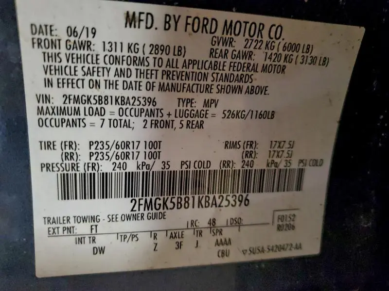 2019 FORD FLEX SE  