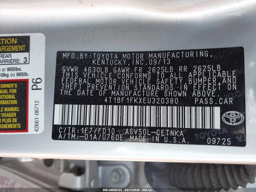 2014 TOYOTA CAMRY LE
