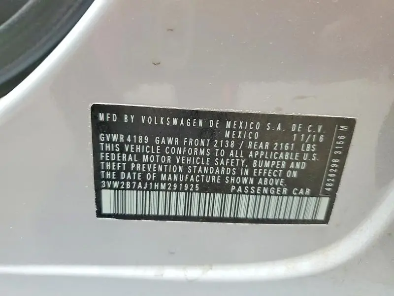 2017 VOLKSWAGEN JETTA S  