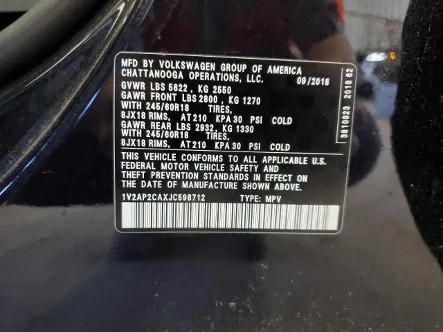 2018 VOLKSWAGEN ATLAS S  
