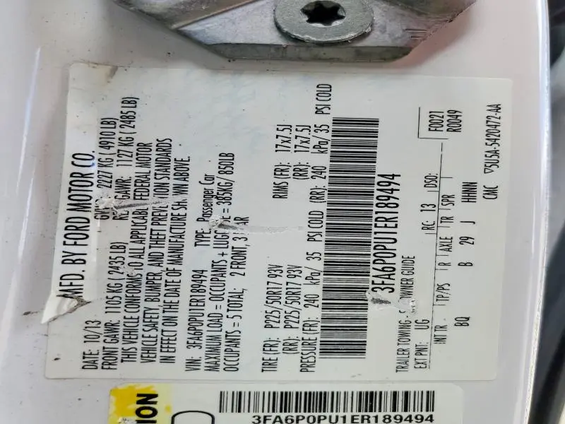 2014 FORD FUSION SE PHEV  
