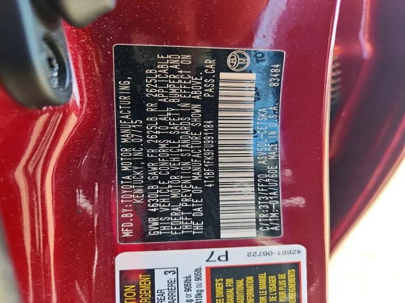 2015 TOYOTA CAMRY SE  