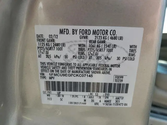 2012 FORD ESCAPE LIMITED  