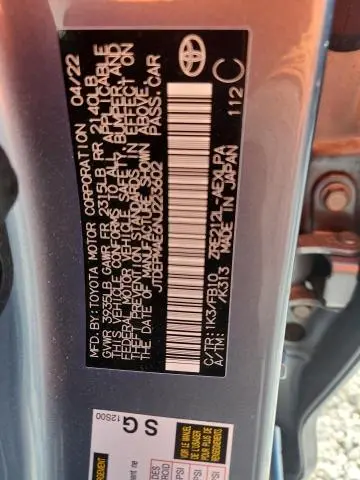 2022 TOYOTA COROLLA LE  