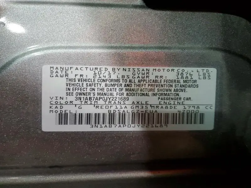 2018 NISSAN SENTRA SL  
