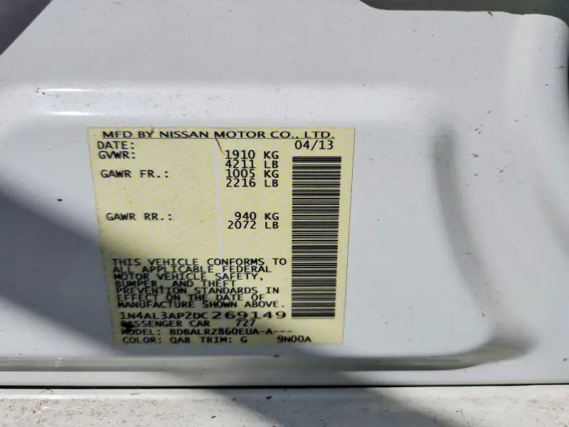 2013 NISSAN ALTIMA 2.5 S  