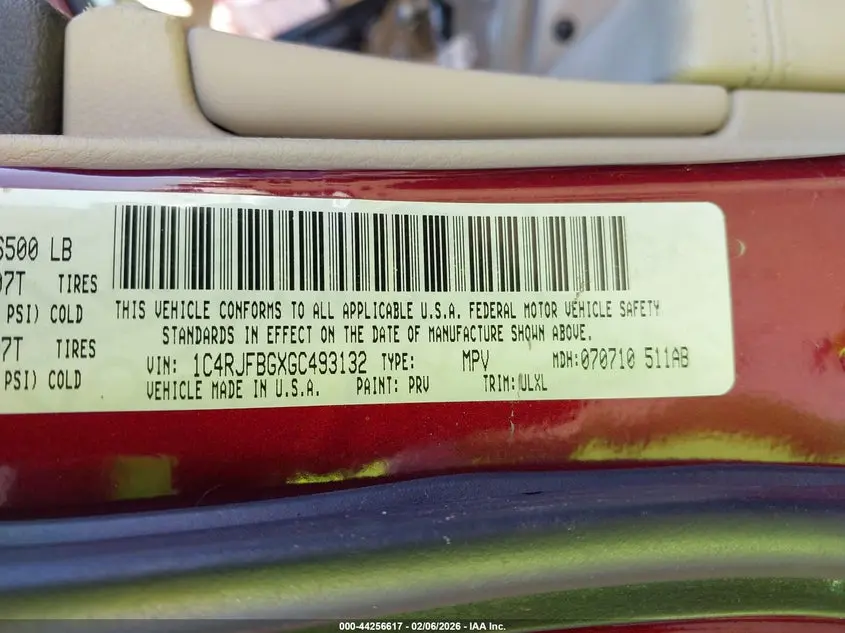 2016 JEEP GRAND CHEROKEE LIMITED