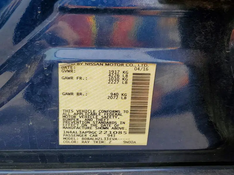 2016 NISSAN ALTIMA 2.5 SR  
