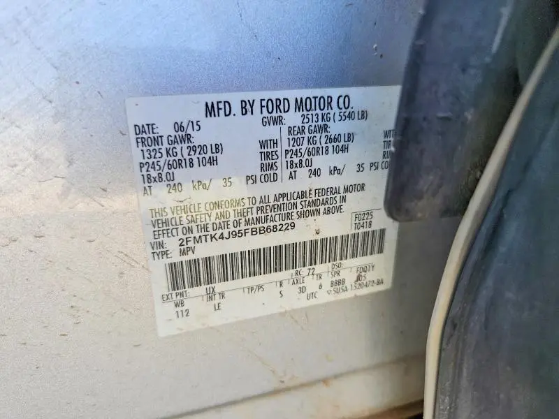 2015 FORD EDGE SEL  