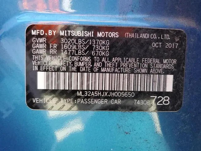 2018 MITSUBISHI MIRAGE GT  