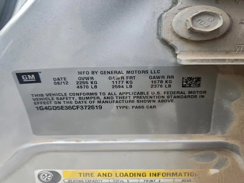 2012 BUICK LACROSSE PREMIUM  