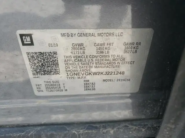 2019 CHEVROLET TRAVERSE LT  