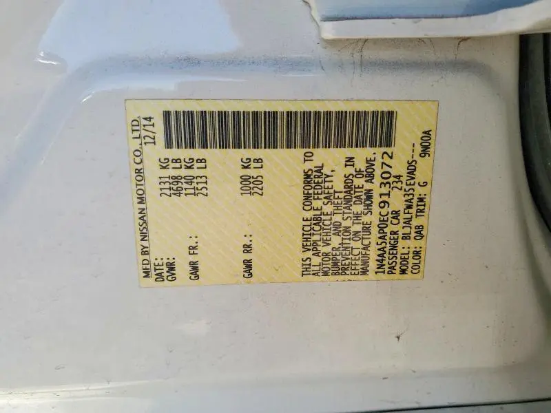 2014 NISSAN MAXIMA 3.5 SV  