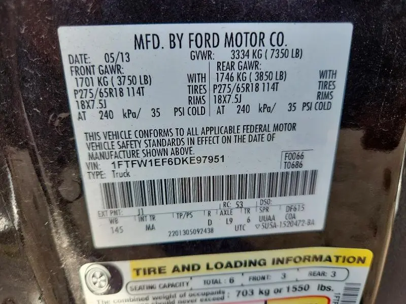 2013 FORD F150 SUPERCREW  