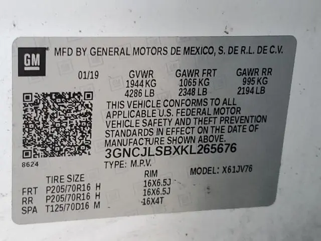 2019 CHEVROLET TRAX 1LT  