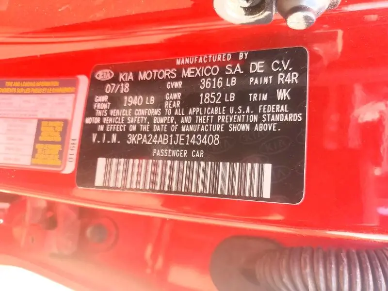 2018 KIA RIO S  