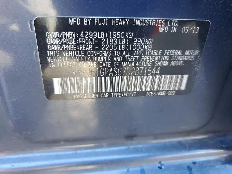 2013 SUBARU IMPREZA SPORT LIMITED  