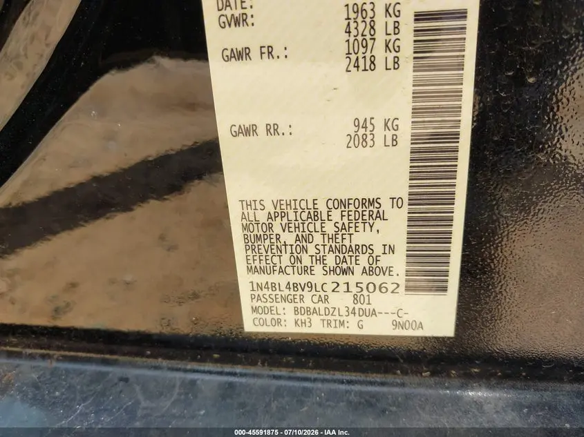 2020 NISSAN ALTIMA S FWD