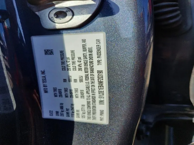 2022 TESLA MODEL 3   
