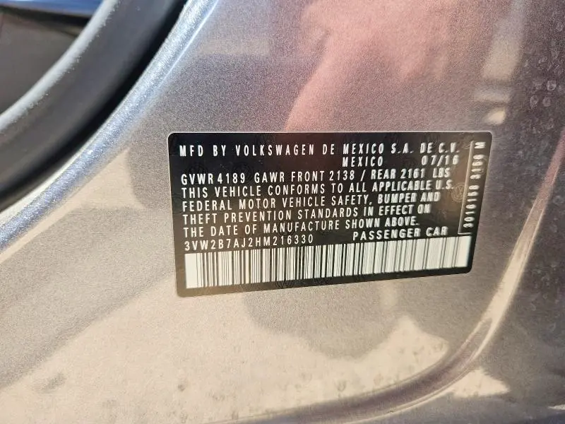 2017 VOLKSWAGEN JETTA S  