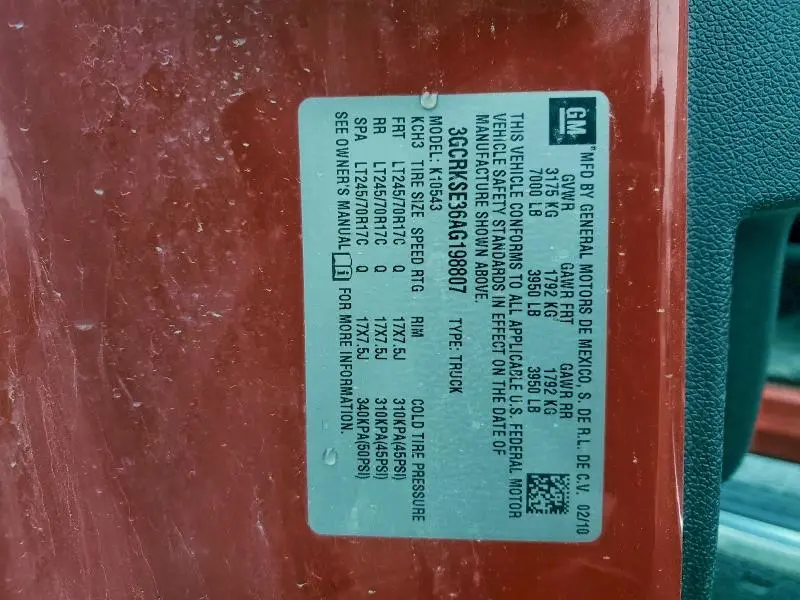 2010 CHEVROLET SILVERADO K1500 LT  