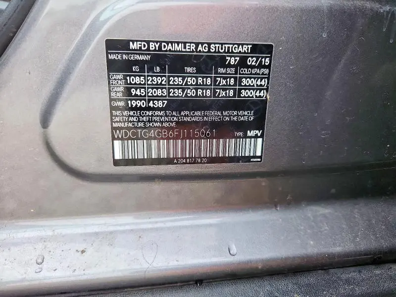 2015 MERCEDES-BENZ GLA 250 4MATIC  