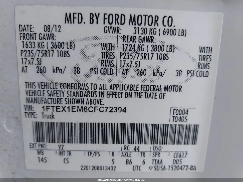 2012 FORD F-150 XL