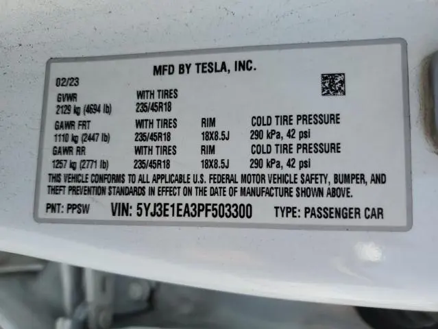 2023 TESLA MODEL 3   